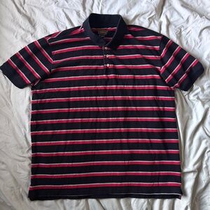 THE FOUNDRY SUPPLY CO. Polo Shirt‎ XLT Blck Red Striped Cotton Spring Golf Retro